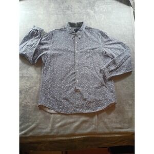 J.Crew Shirt Mens XL Blue Cotton Floral Print Long Sleeve Button Down Casual